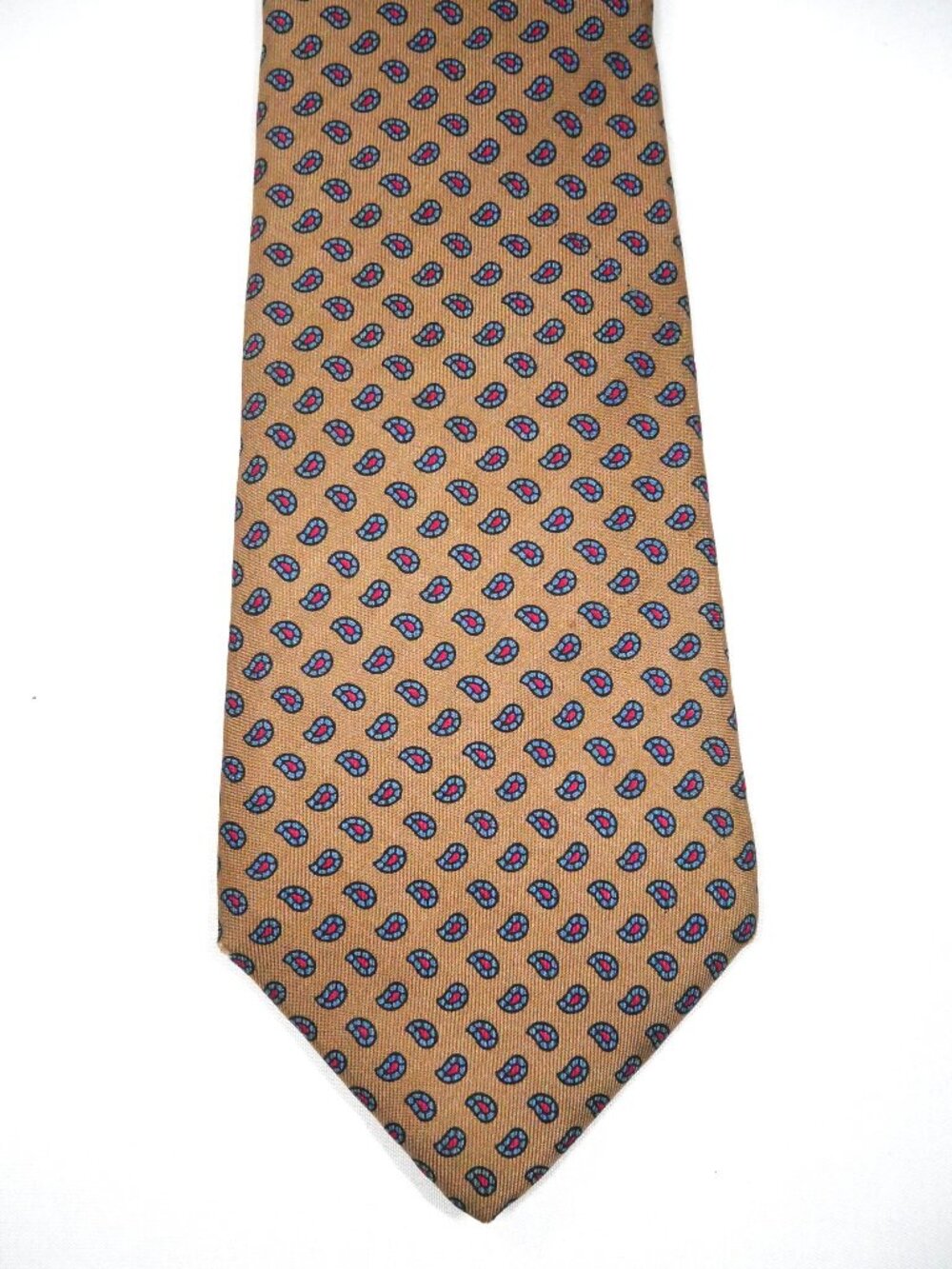 Yves Saint Laurent Vtg 100% Silk Tie Necktie Gold Paisley 3.25" Excellent USA